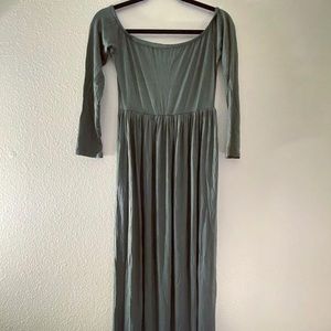 Olive green off the shoulder dress